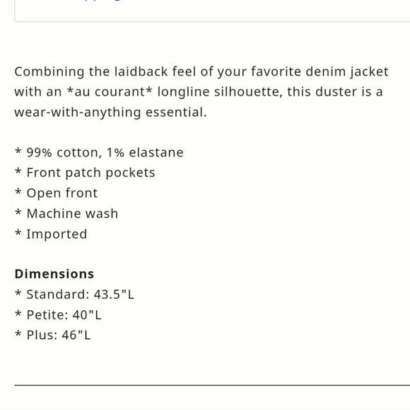 Anthroplogie Peggy Denim Duster Jacket - Picture 15 of 15